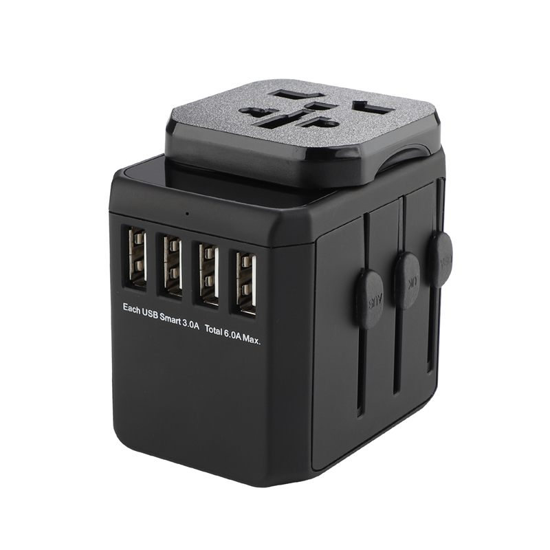 Grund110V-240V verdensomspændende plugins universal 4 USB port 5V/6A standard multipurpose rejseadapter